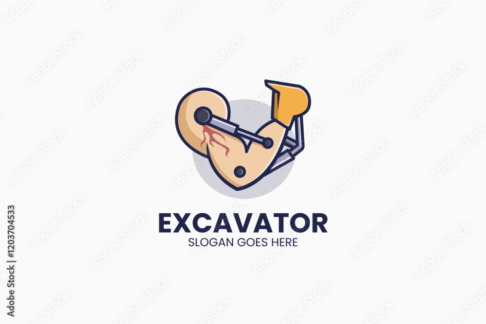 Fototapeta premium Muscle Excavator Logo. Vector Illustration