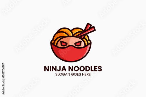 Ninja Noodles Logo. Vector Illustration