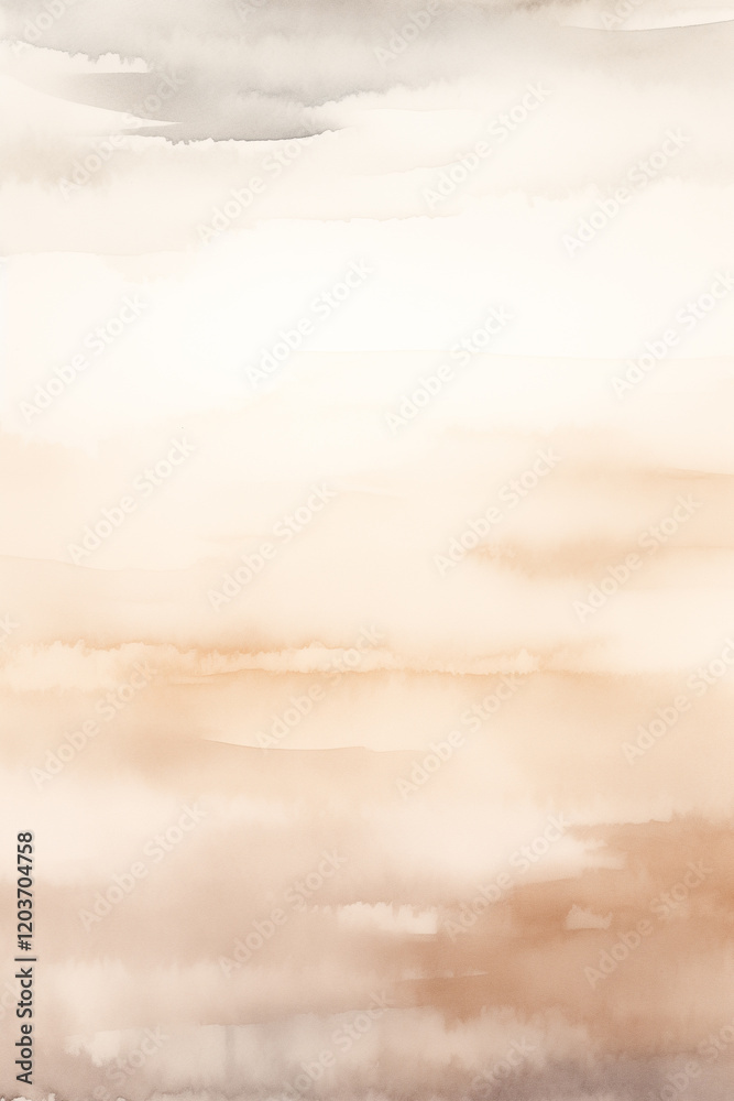 Fototapeta premium Neutral watercolor texture. Beige and brown minimalist digital paper. Generative AI.