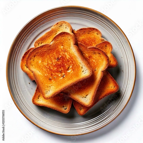 Plate of Toast on a White B...