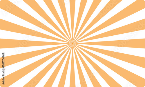 White and orange sunburst pattern background. Vector orange sun rays and sunburst backdrop background.
