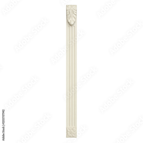 Pilasters isolated transparent on white background , wooden white pilasters