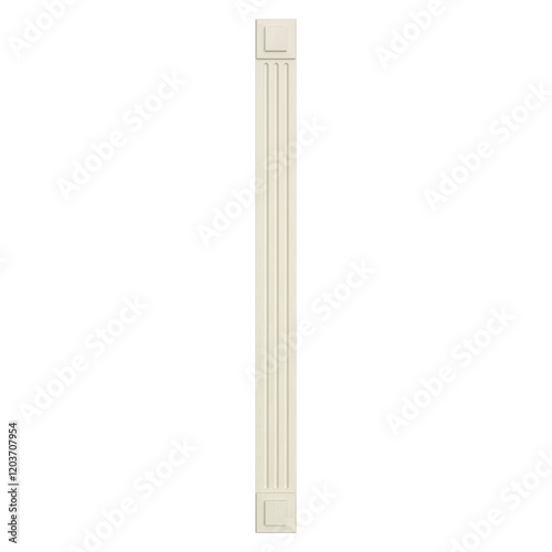 Pilasters isolated transparent on white background , wooden white pilasters