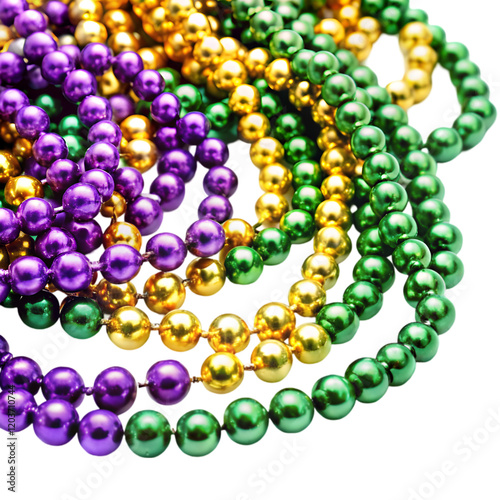 mardi gras beads on transparent background