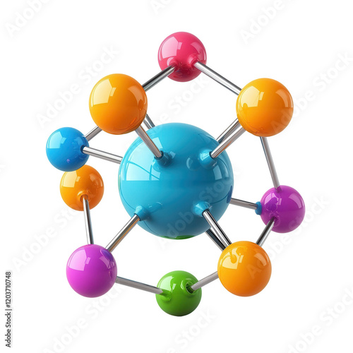 Obraz na płótnie Colorful molecular structure science lab model transparent background educational concept w salonie