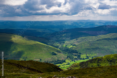 Breathtaking View of Minffordd and the Countryside South-East Toward Aberllefenni and Nearby Woodlands  photo