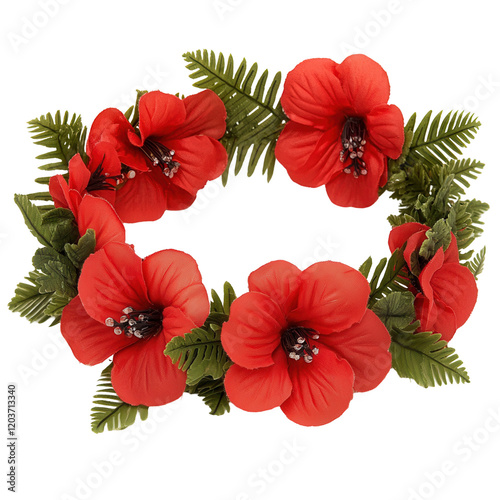 Vibrant red flower crown with transparent background stunning floral design nature isolated view photo