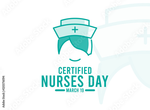 Certified Nurses Day. March 19. Cute nurse icon. Line. Outline. Flat design vector. Poster, banner, card, background.