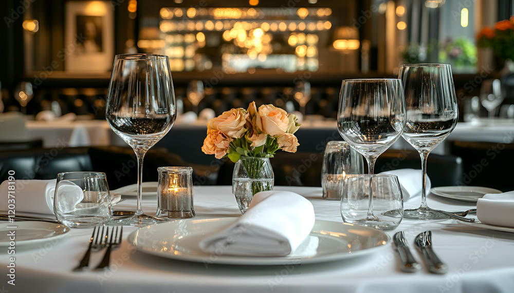 Fototapeta premium Empty glasses set in restaurant