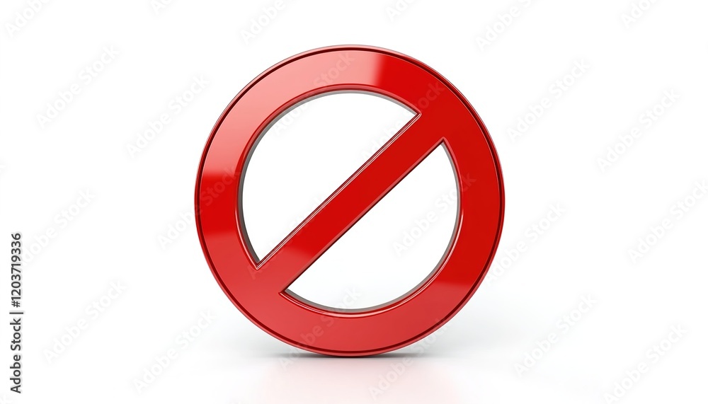 3D vector icon of a no sign, a red circle with a white background 3D vector icon of a no sign, a red circle with a white background