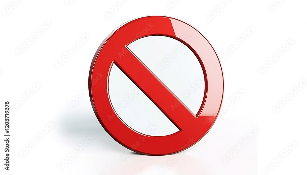 3D vector icon of a no sign, a red circle with a white background 3D vector icon of a no sign, a red circle with a white background