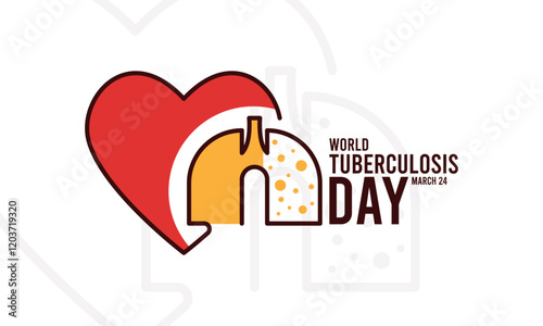 World Tuberculosis Day. March 24. Heart and lungs icon. Line. Doodles. White background. Poster, banner, card, background.