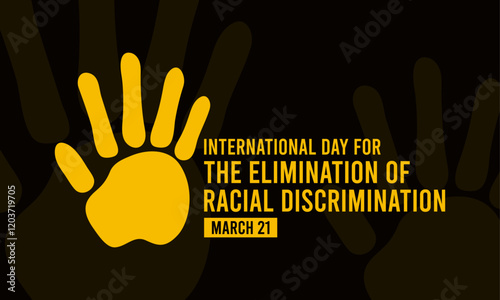 International Day for The Elimination of Racial Discrimination. March 21. Palm icon. Silhouette. Poster, background, banner, card.
