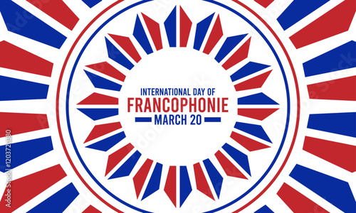 International Day of Francophonie. March 20. Pattern background. Blue, red, and white colors. Poster, banner, card, background. photo