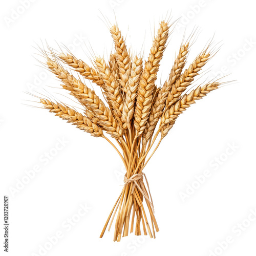 A beautiful bundle of golden wheat stalks.