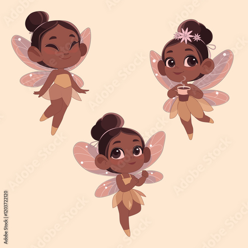 Colorful and fun fire fairies, butterfly wing characters, playful attention activating and design
