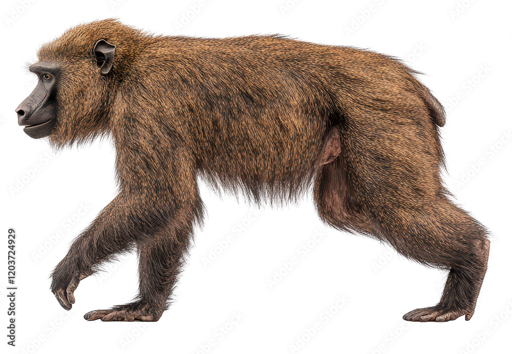 Fototapeta premium A baboon walking in its natural habitat.