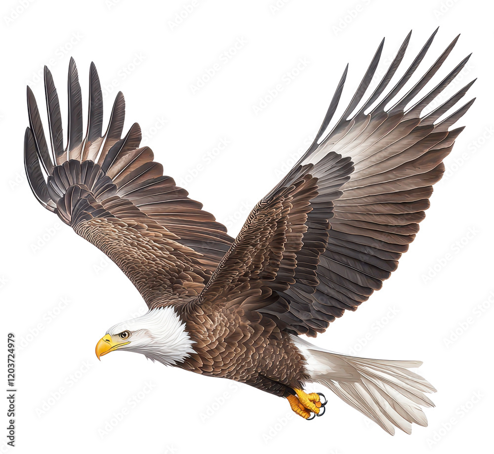 Obraz premium Majestic eagle soaring through the sky.