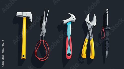Professional Home Repair Tools on Black Background with Space for Text