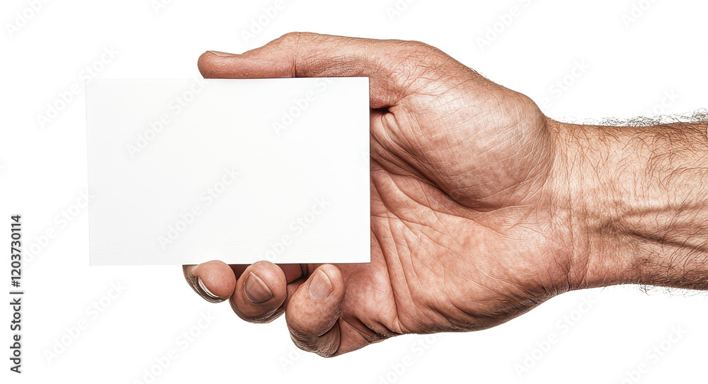 Obraz premium Hand holding blank card for branding purposes.