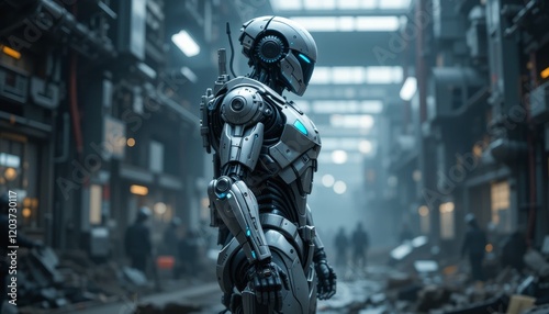 Futuristic Robot in a Neon-Lit Urban Alley