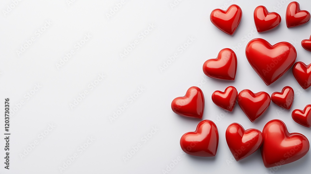red hearts on white background, copy spase, empty, blank, valentines day, love, wedding card red hearts on white background, copy spase, empty, blank, valentines day, love, wedding card