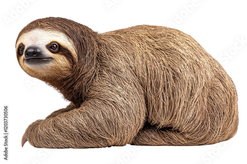 Close-up of a relaxed sloth in natural habitat.