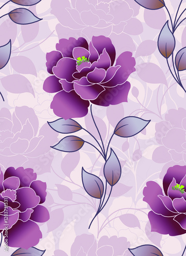 seamless pattern with pink flowers