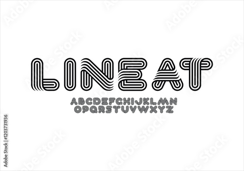 Linear font for logo and headline. Isolated vector typeset