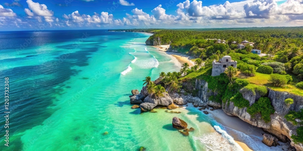 Stunning Aerial View of Boca Paila in Tulum, Showcasing Vibrant Turquoise Waters, Lush Greenery, and White Sandy Beaches for Travel and Nature Enthusiasts Stunning Aerial View of Boca Paila in Tulum, Showcasing Vibrant Turquoise Waters, Lush Greenery, and White Sandy Beaches for Travel and Nature Enthusiasts