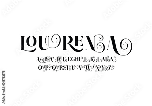 Lourena font for logo and headline. Isolated vector typeset