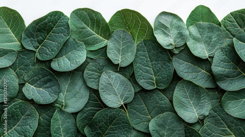 Fototapeta premium Lush green texture of overlapping leaf pattern in nature