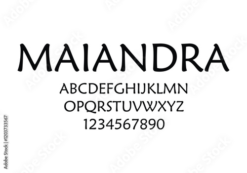 Maiandra font for logo and headline. Isolated vector typeset