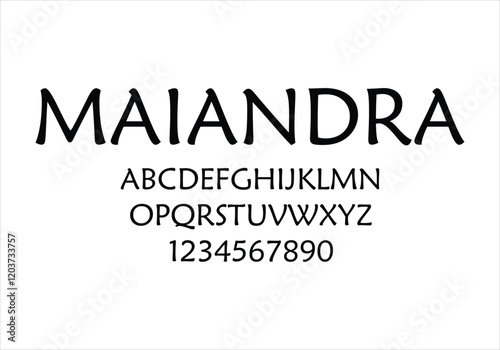 Maiandria font for logo and headline. Isolated vector typeset