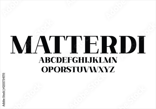 Matterdi font for logo and headline. Isolated vector typeset