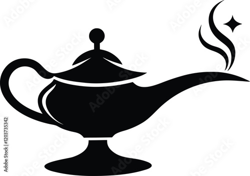 Arabic dream magic lamp icon silhouette,magic lamp vector silhouette