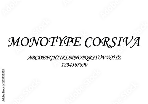 Monotype Corsiva font for logo and headline. Isolated vector typeset
