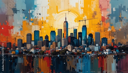 Los Angeles City Skyline abstract painting 