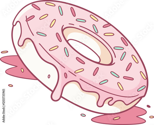 pink donut with icing and sprinkles on the white background