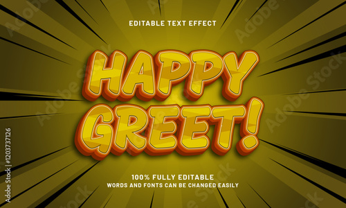 happy greet editable text effect with a greet good and best theme