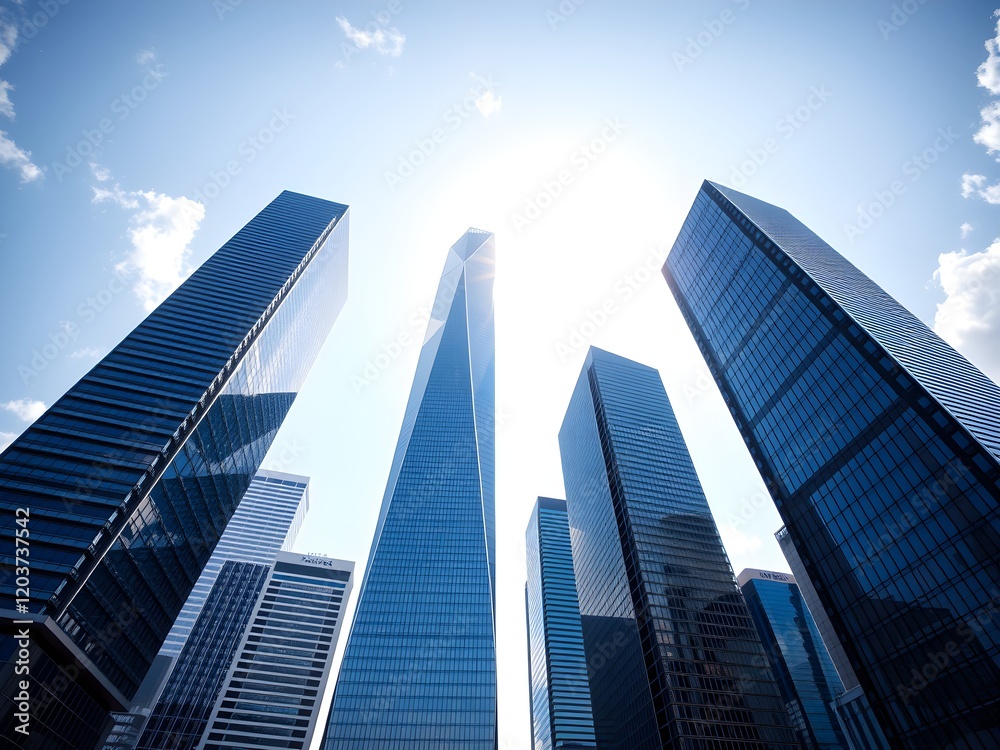 Common modern business skyscrapers, high-rise buildings, architecture raising to the sky, sun. Concepts of financial, economics, future etc. Common modern business skyscrapers, high-rise buildings, architecture raising to the sky, sun. Concepts of financial, economics, future etc.
