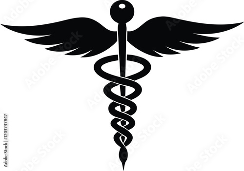 caduceus medicine science disease icon silhouette,madical logo
