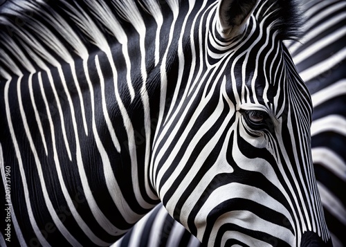 Hypnotic Zebra Stripes: Macro Optical Illusion, Dizzying Pattern, Abstract Animal Print, Black and White
