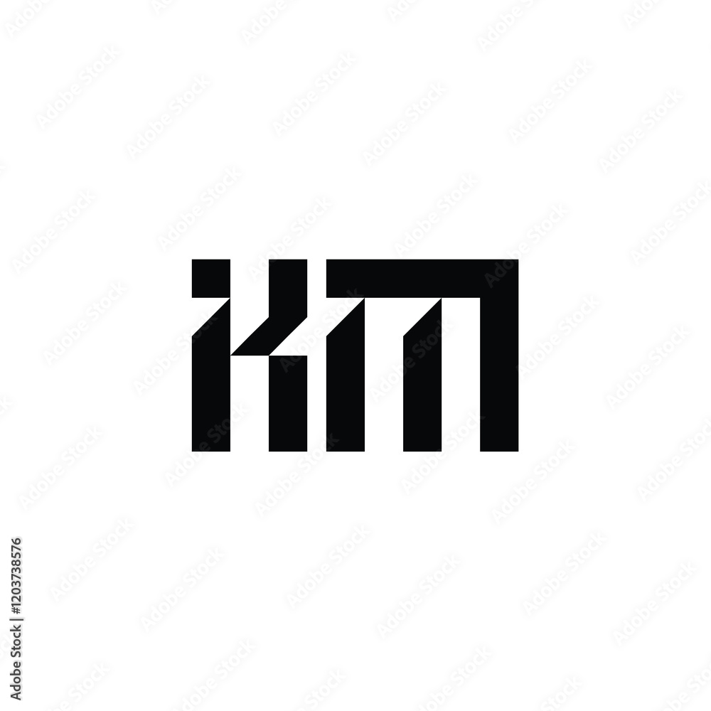 Fototapeta premium KM monogram logo design letter text name symbol monochrome logotype alphabet character simple logo