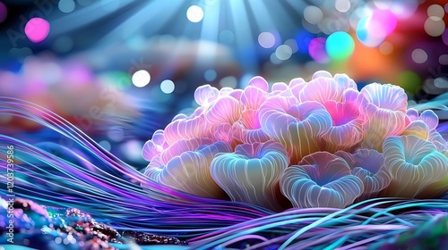 Fototapeta Naklejka Na Ścianę i Meble -  neon coral reef abstract background - abstract art