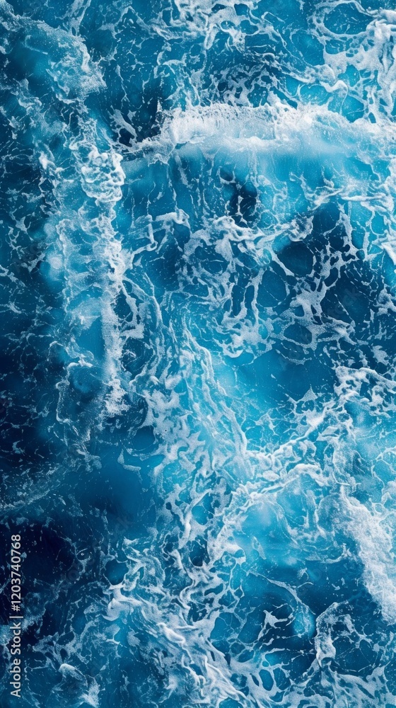 Fototapeta premium Close-up of sea waves with bright shades of blue. Great for advertising tourist destinations, environmental projects and water packaging design.