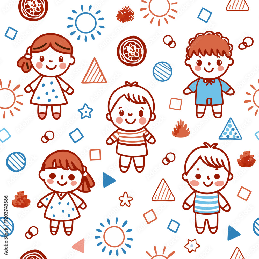 Children's seamless hand-drawn pattern