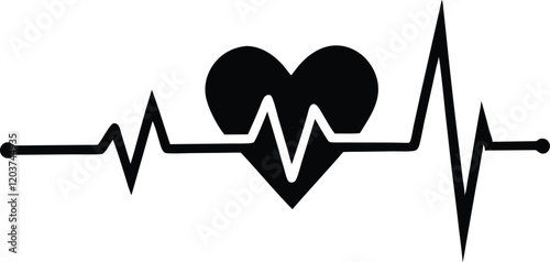 love  heartbeat graph  silhouette,heartbeat graph silhouette vector art
