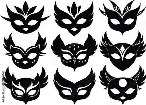 masquerade mask silhouette,masquerade mask  vector icon set