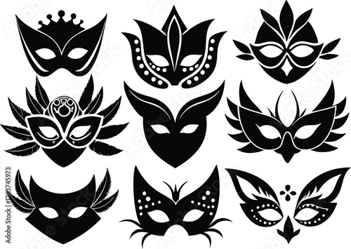 masquerade mask silhouette,masquerade mask  vector icon set